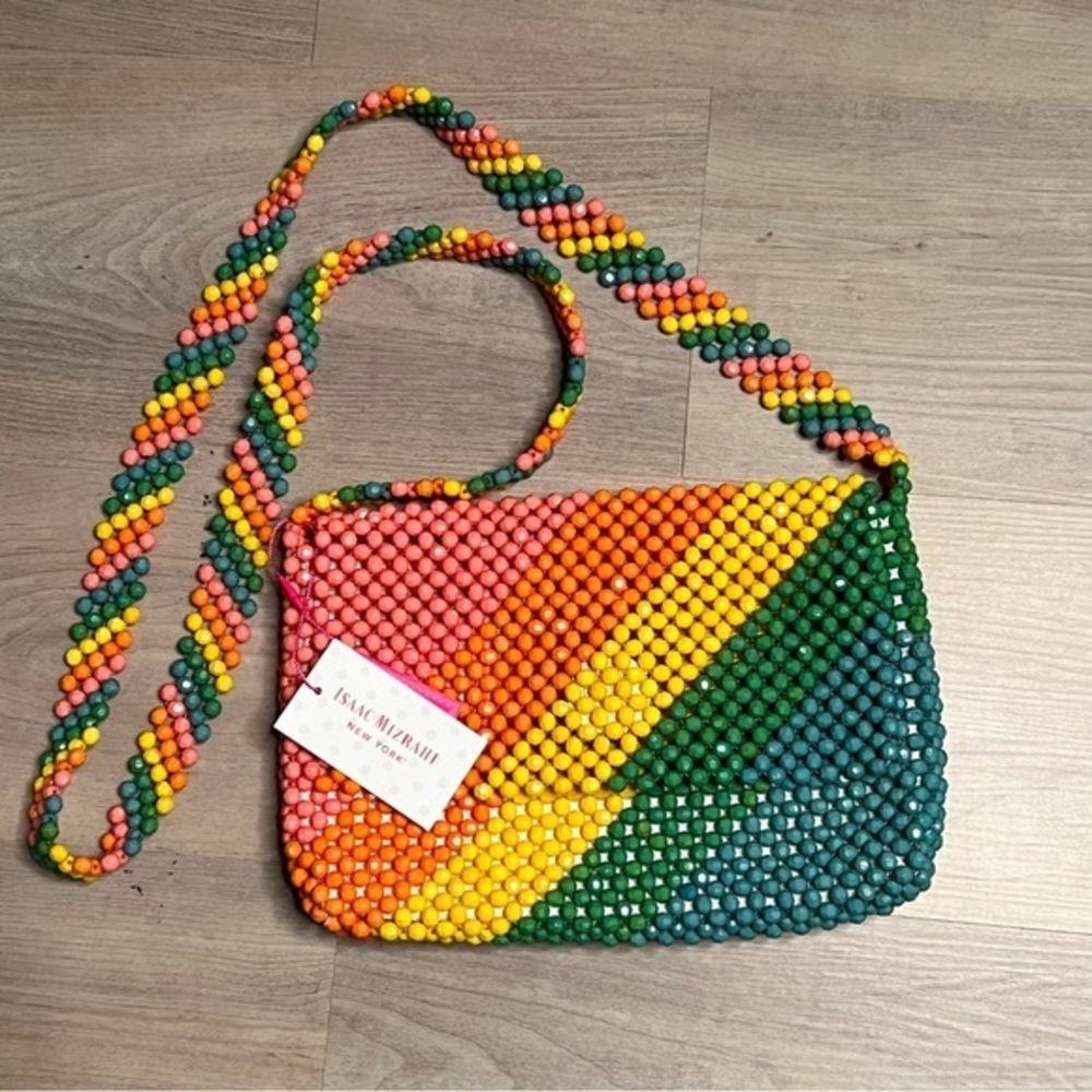Isaac Mizrahi Beaded Crossbody Rainbow Purse NWT